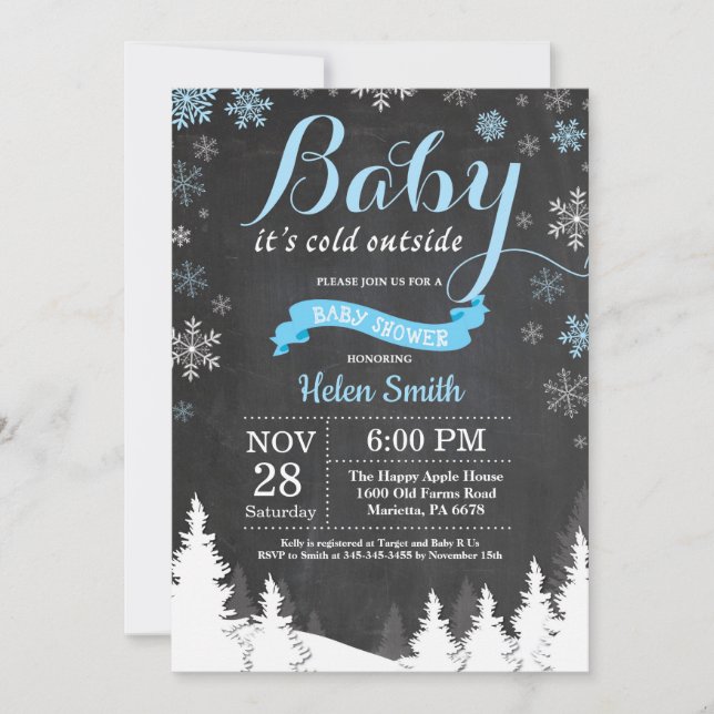 Invitation Bébé son froid à l'extérieur du Baby shower de gar (Devant)