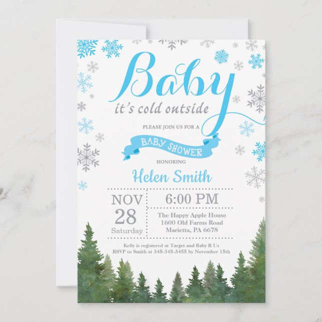 Invitation Bébé son froid à l'extérieur du Baby shower de gar (Devant)