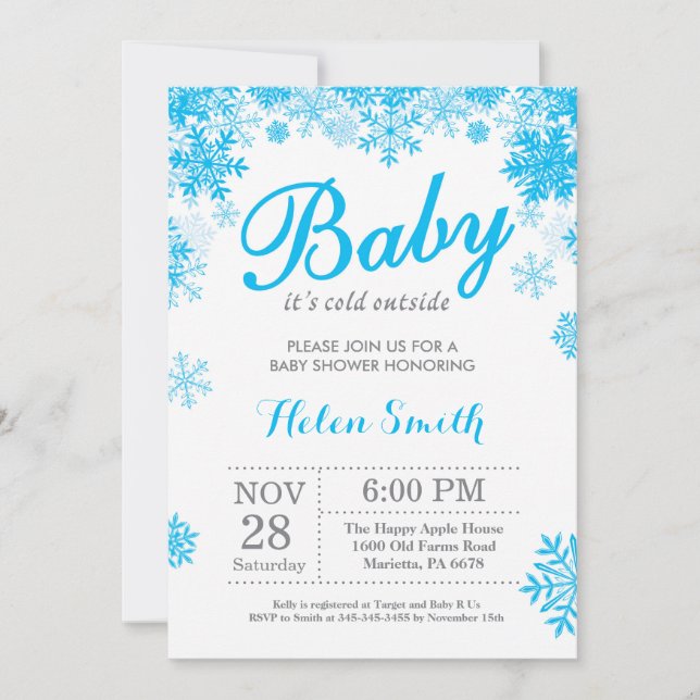 Invitation Bébé son froid à l'extérieur du Baby shower de gar (Devant)