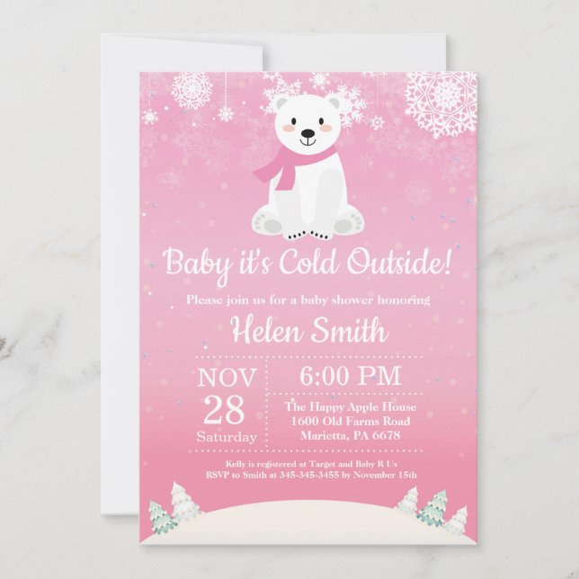 Invitation Bébé son froid à l'extérieur du Baby shower de la  (Devant)