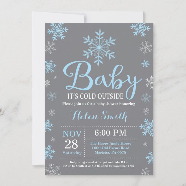 Invitation Bébé son froid à l'extérieur du Baby shower des Ga (Devant)