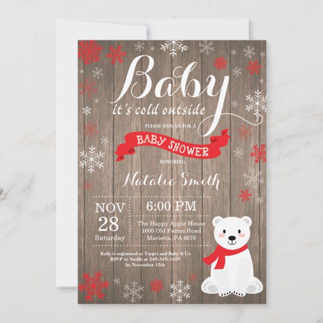 Invitation Bébé son froid à l'extérieur du Baby shower d'hive (Devant)
