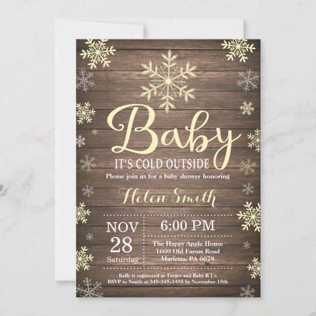 Invitation Bébé son froid à l'extérieur du Baby shower d'hive (Devant)