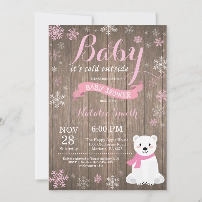 Invitation Bébé son froid à l'extérieur du Baby shower d'hive (Devant)