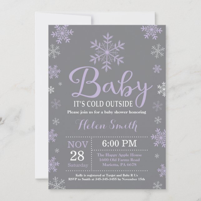 Invitation Bébé son froid à l'extérieur du Baby shower fille  (Devant)