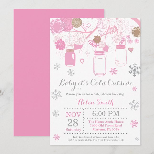 Invitation Bébé son froid à l'extérieur du Baby shower Mason  (Devant / Derrière)