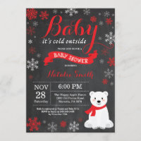Bébé son froid à l'extérieur du Baby shower rouge