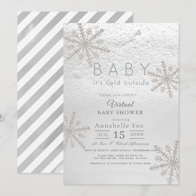 Invitation Bébé son froid à l'extérieur du Baby shower virtue (Devant / Derrière)