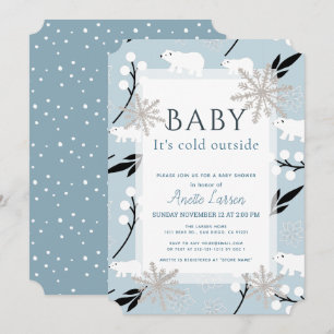Invitation Bébé son froid à l'extérieur Polar Ours Baby showe