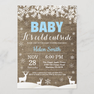 Invitation Bébé son froid Deer Winter Boy Baby shower