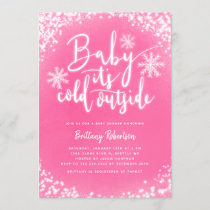 Invitation Bébé son froid dehors Baby shower d'hiver rose