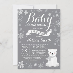Invitation Bébé son froid dehors Baby shower d'hiver rose