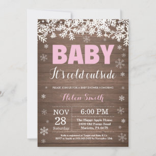 Invitation Bébé son froid dehors Baby shower fille hiver