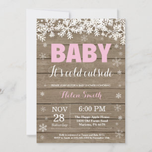 Invitation Bébé son froid dehors Baby shower fille hiver