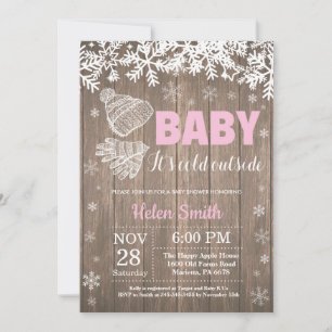 Invitation Bébé son froid dehors Baby shower fille hiver