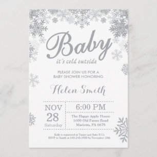 Invitation Bébé son froid dehors Baby shower gris hiver