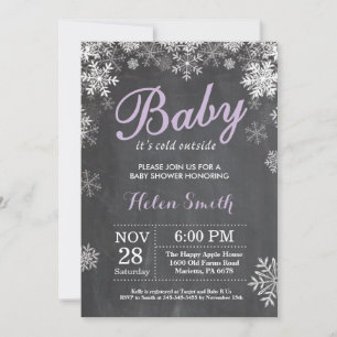 Invitation Bébé son froid dehors Hiver Baby shower pourpre