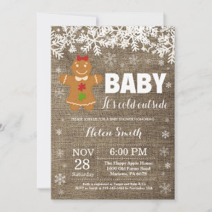 Invitation Bébé son froid dehors pain d'épices Baby shower ho