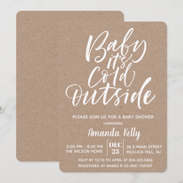Invitation Bébé son froid dehorsInvitation Baby shower modern (Devant / Derrière)