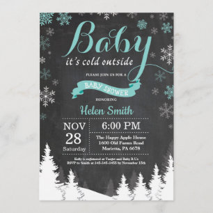 Invitation Bébé son froid en dehors du Baby shower Aqua d'hiv