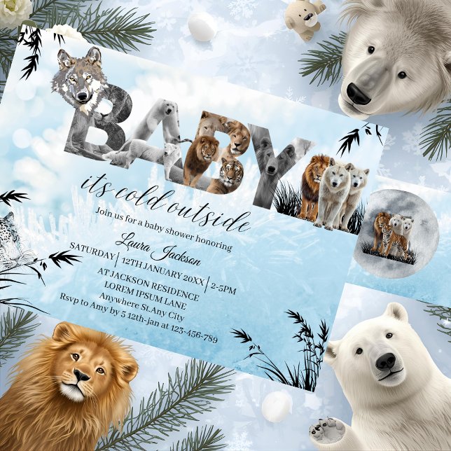 Invitation Bébé son froid en dehors du Baby shower d'animaux  (Créateur téléchargé)