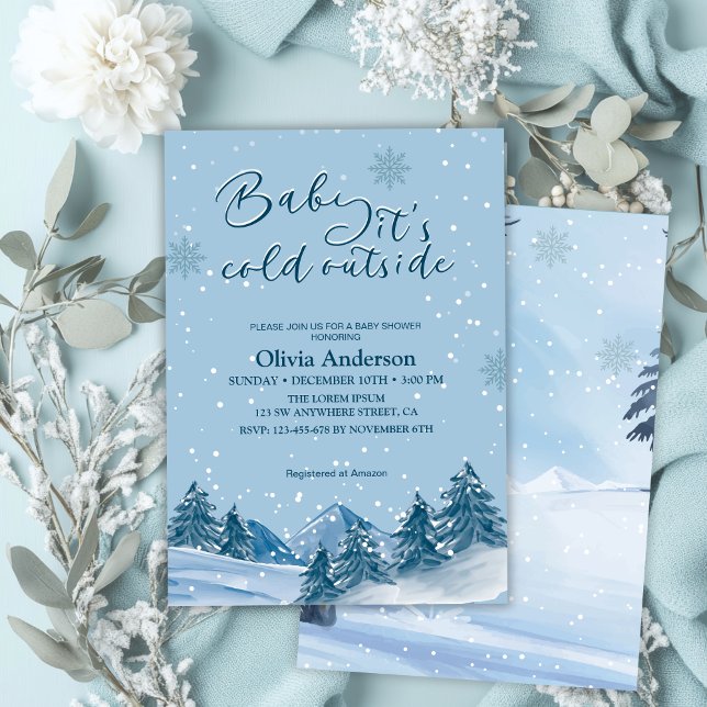 Invitation Bébé son froid en dehors du baby shower de flocon  (Créateur téléchargé)