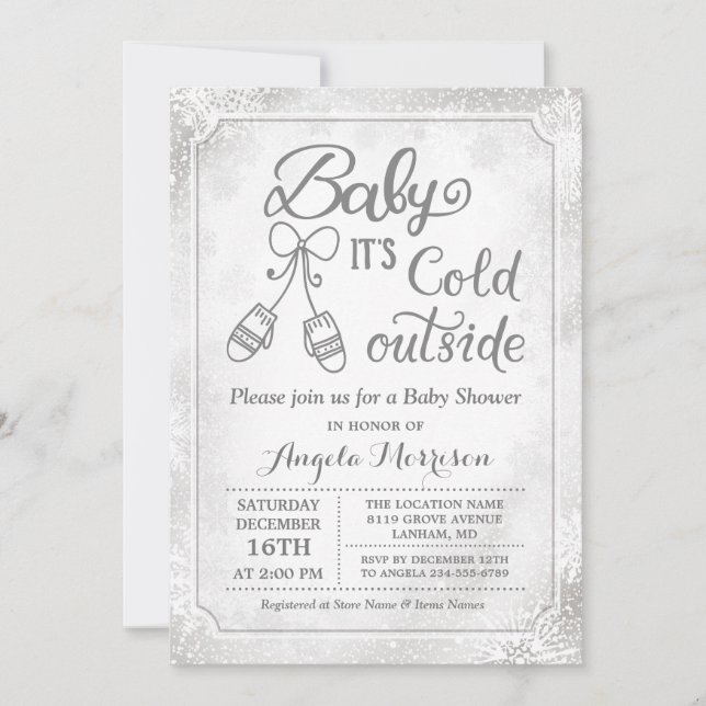 Invitation Bébé son froid en dehors du Baby shower d'hiver de (Devant)