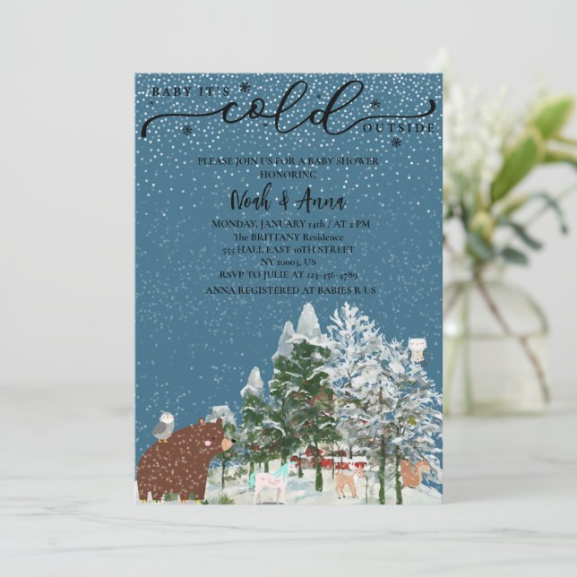 Invitation bébé son froid en dehors du baby shower d'hiver sc (Debout devant)
