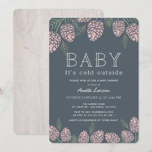 Invitation Bébé Son Pin Rose Froid Baby shower Marine