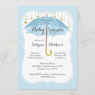 Invitation Bébé Sprinkle Garçon Douche bleu Parapluie Invitat