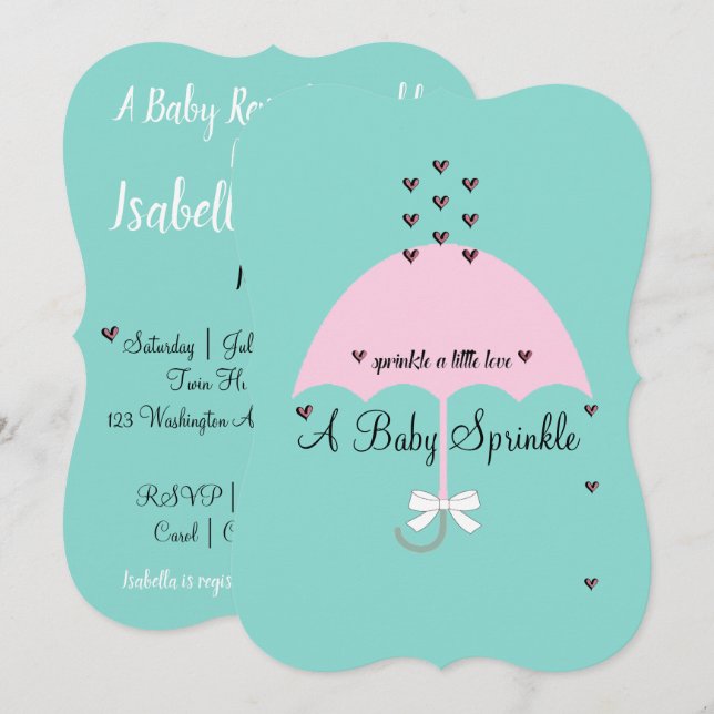Invitation Bébé Sprinkle Petit Amour Douche Bébé Reveal Party (Devant / Derrière)