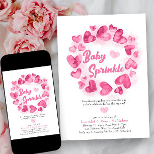 Invitation Bébé Sprinkle Rose Saint-Valentin Petit Chéri