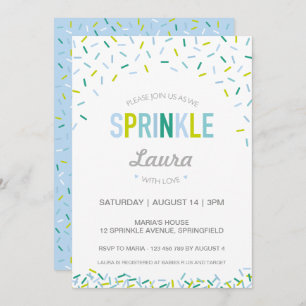 Invitation Bébé Sprinkle, sauterelles bleues/verte