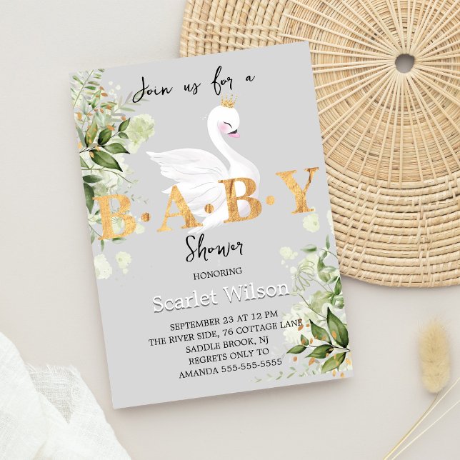 Invitation Bébé Swan Princesse Baby shower fille (Créateur téléchargé)