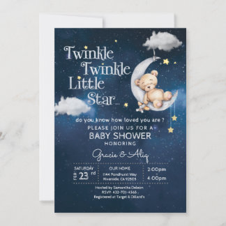 Invitation BÉBÉ teddye Ours Twinkle Twinkle Little star