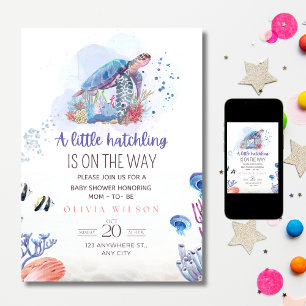 Invitation Bébé Tortue de Mer Shower Fête sous la mer Bébé Ga