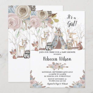 Invitation Bébé tribal de baby shower d'animaux de région