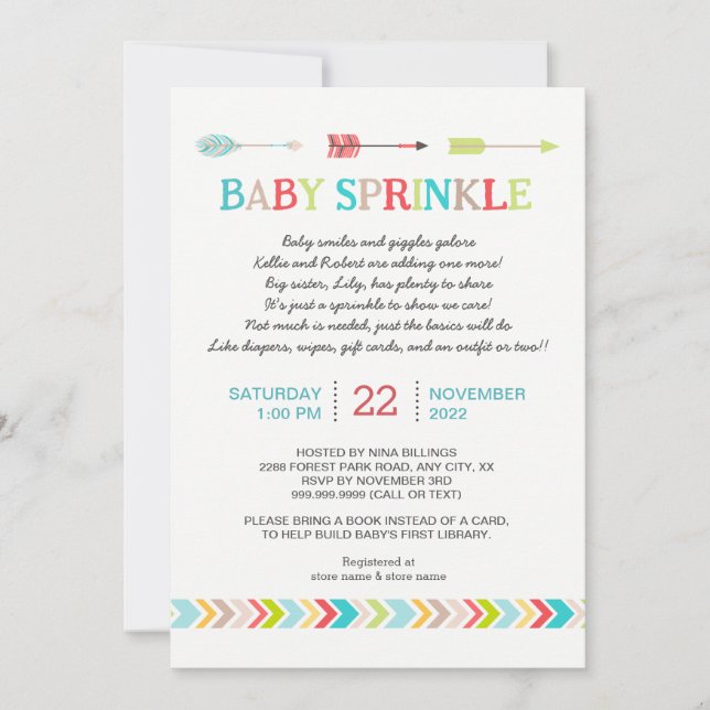 Invitation Bébé tribal saupoudrée d'invitation poème (Devant)
