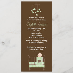 Invitation Bébé vert au Baby shower des lits d'enfant