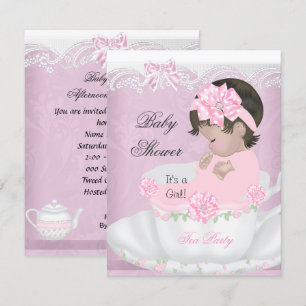 Invitation Bébé Vintage Fille de Bain de Bébé Rose Bébé dans