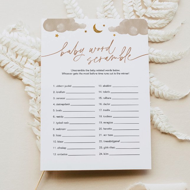 Invitation Bébé Word Scramble Star Baby shower Jeu (Créateur téléchargé)