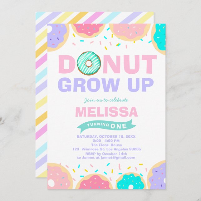 Invitation Bébée : Fête de la soif d'anniversaire (Devant / Derrière)