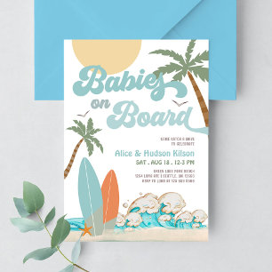 Invitation Bébés à bord Sprinkle Surf Surfing Baby Shower 