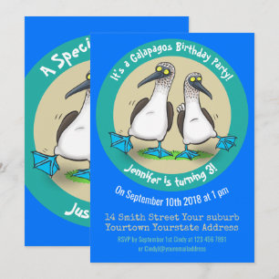 Invitation Bébés à pattes bleues amusantes Caricature de 3ème