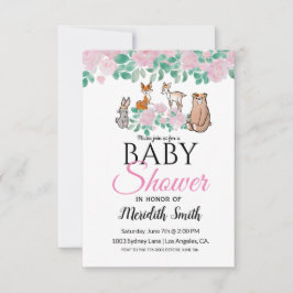 Invitation Bébés animaux en bois floral mou | BABY SHOWER