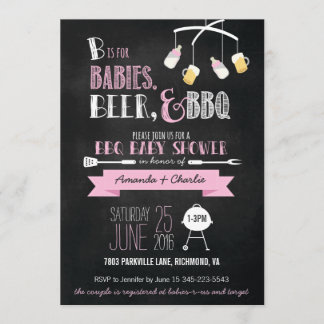 Invitation bébés, bière et de baby shower roses de