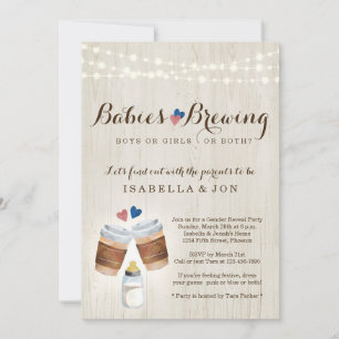 Invitation Bébés brasser café Thé Twin Genre Reveval Party