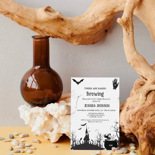 Invitation Bébés brasser Twin Halloween Baby shower noir (Créateur téléchargé)