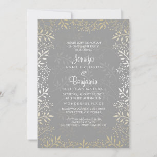 Invitation Bébé's Breath Gold and Silver Engagement Party