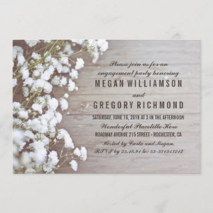Invitation Bébé's Breath Rustic Engagement Party
